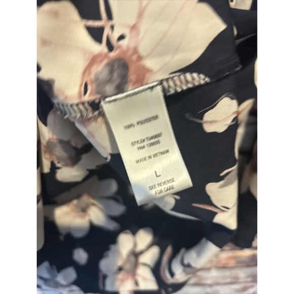 Blue Floral Wear Kei 3/4 Sleeve Blouse Top shirt Women’s Size Large - Picture 3 of 4